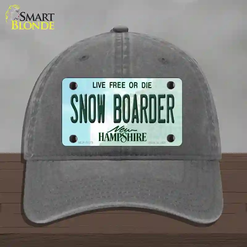 HAT08-MLP-11173 Snow Boarder   Hampshire State Novelty License Plate Hat, Unconstructed Cotton - Charcoal