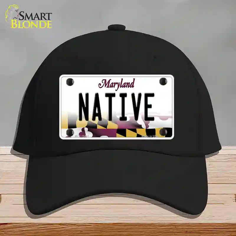 HAT03-MLP-10497 Native Maryland Novelty License Plate Hat, Cotton - Black