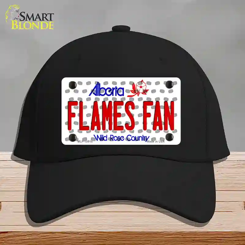 HAT03-MLP-10818 Flames Fan Alberta Novelty License Plate Hat, Cotton - Black