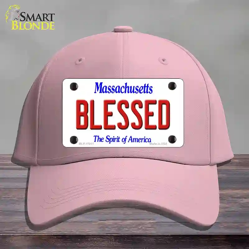 HAT05-MLP-11011 Blessed Massachusetts Novelty License Plate Hat, Cotton - Pink