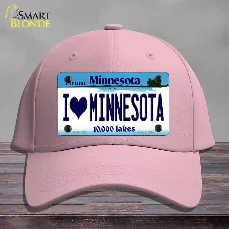 HAT05-MLP-11034 I Love Minnesota Novelty License Plate Hat, Cotton - Pink