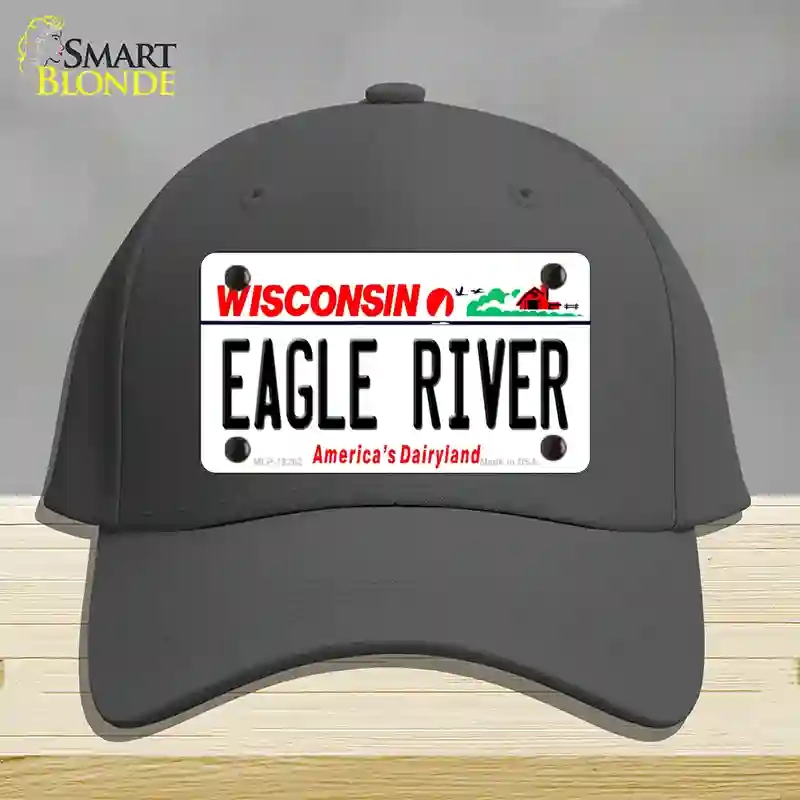 HAT04-MLP-12282 Wisconsin Eagle River Novelty License Plate Hat, Cotton - Charcoal