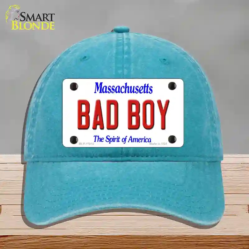 HAT10-MLP-11015 Bad Boy Massachusetts Novelty License Plate Hat, Unconstructed Cotton - Lake Blue