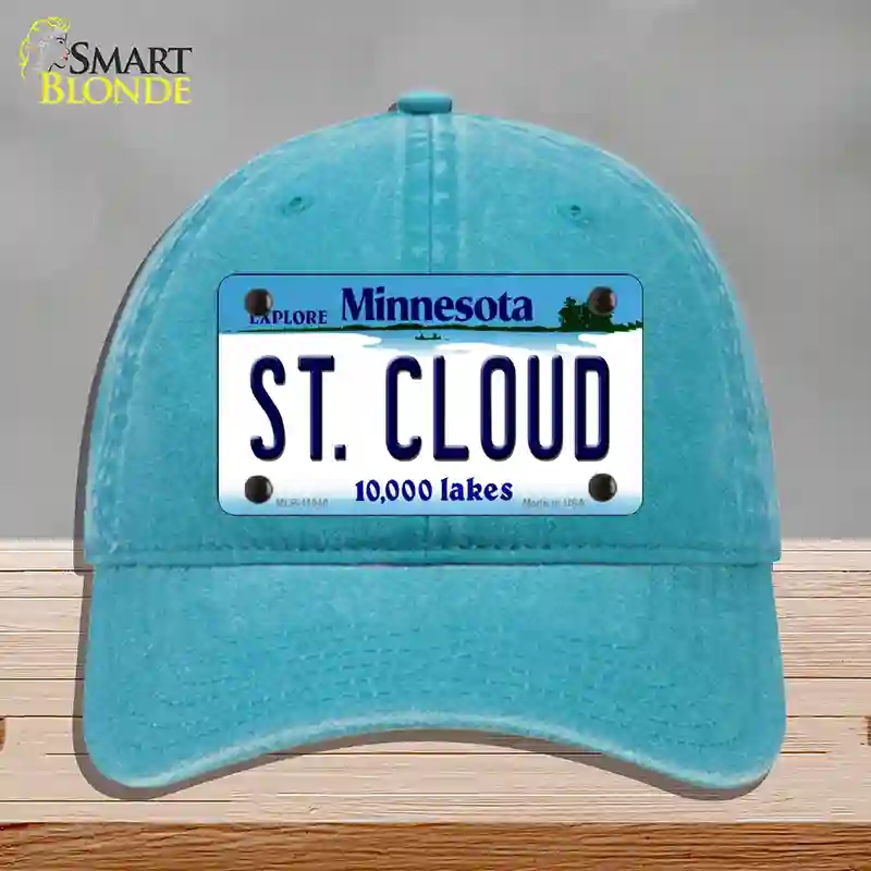 HAT10-MLP-11040 St Cloud Minnesota State Novelty License Plate Hat, Unconstructed Cotton - Lake Blue