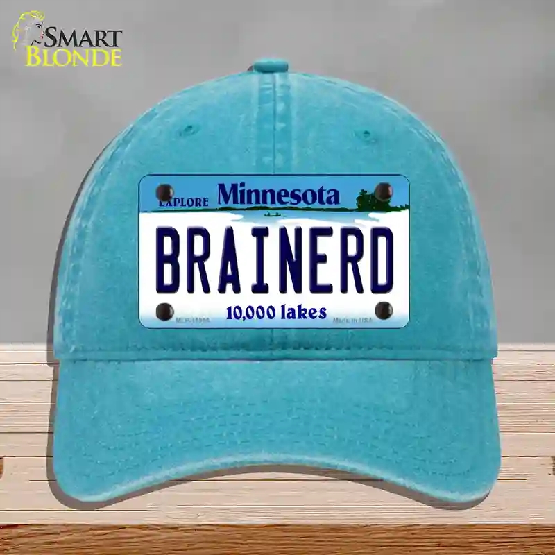 HAT10-MLP-11045 Brainerd Minnesota State Novelty License Plate Hat, Unconstructed Cotton - Lake Blue