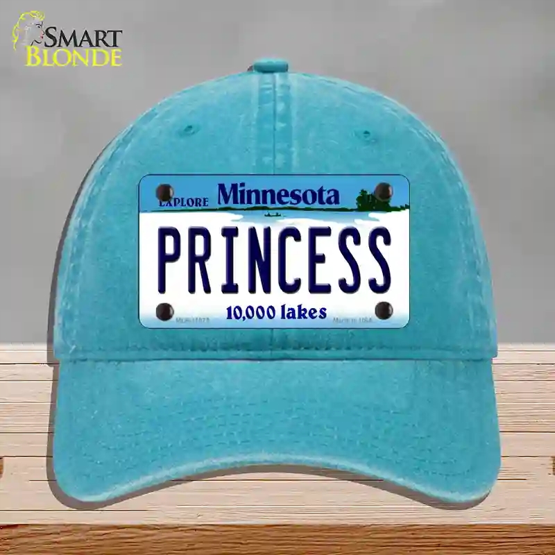 HAT10-MLP-11072 Princess Minnesota State Novelty License Plate Hat, Unconstructed Cotton - Lake Blue