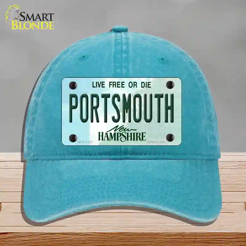 HAT10-MLP-11137 Portsmouth   Hampshire State Novelty License Plate Hat, Unconstructed Cotton - Lake Blue