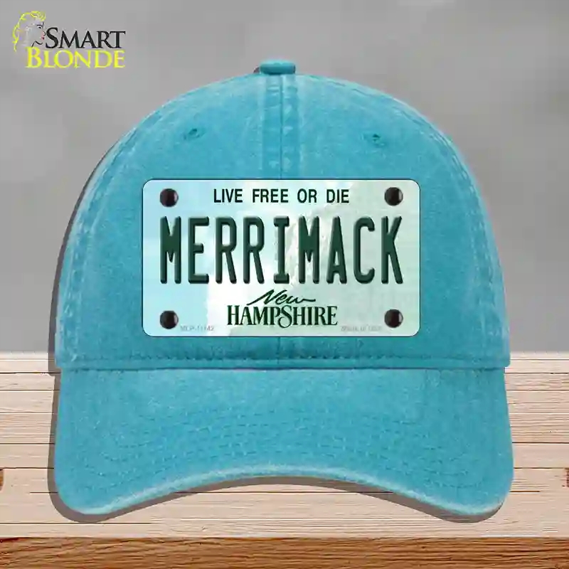 HAT10-MLP-11142 Merrimack   Hampshire State Novelty License Plate Hat, Unconstructed Cotton - Lake Blue