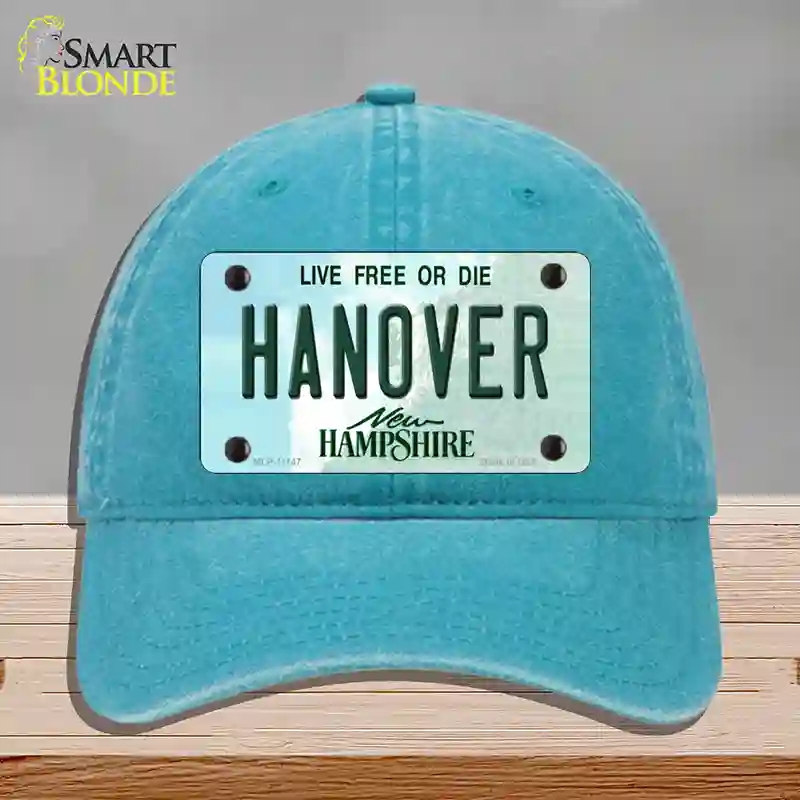 HAT10-MLP-11147 Hanover   Hampshire State Novelty License Plate Hat, Unconstructed Cotton - Lake Blue