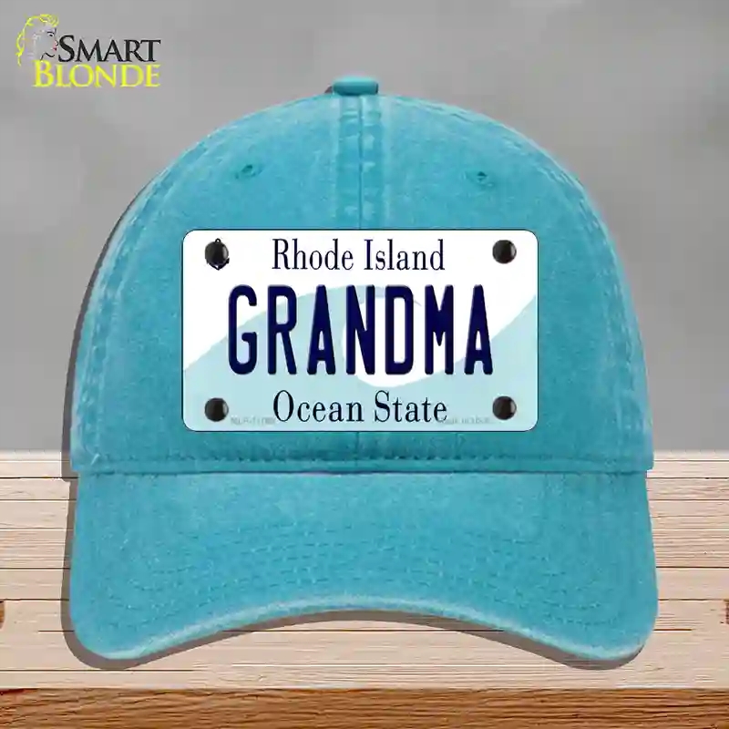 HAT10-MLP-11199 Grandma Rhode Island State Novelty License Plate Hat, Unconstructed Cotton - Lake Blue