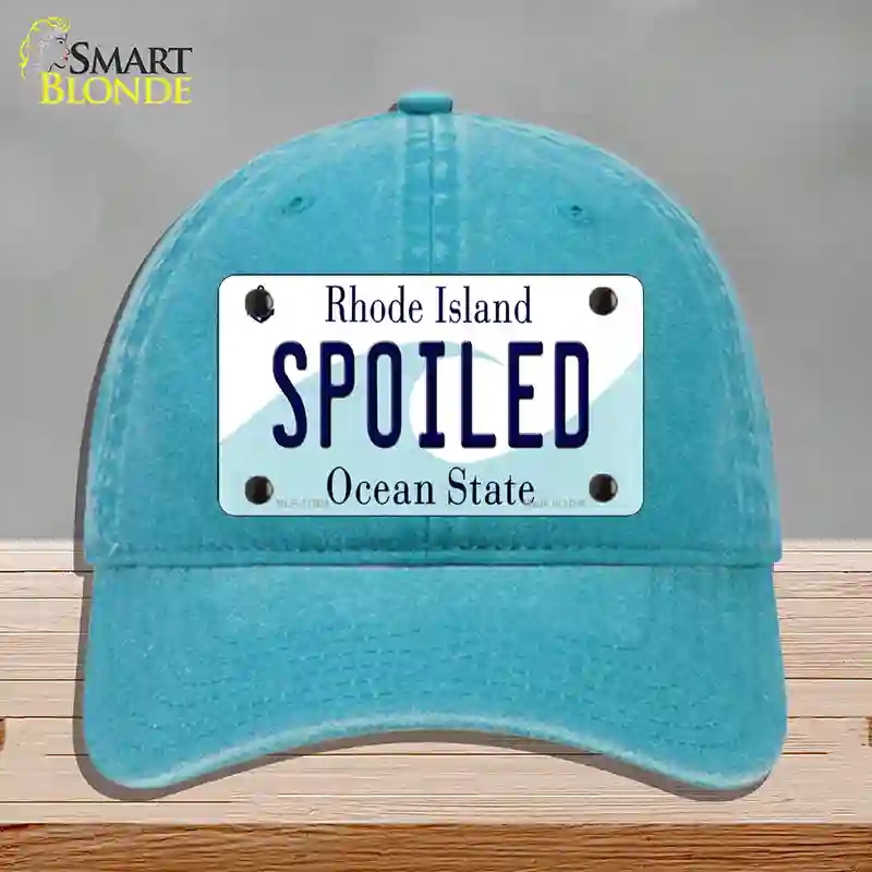HAT10-MLP-11204 Spoiled Rhode Island State Novelty License Plate Hat, Unconstructed Cotton - Lake Blue