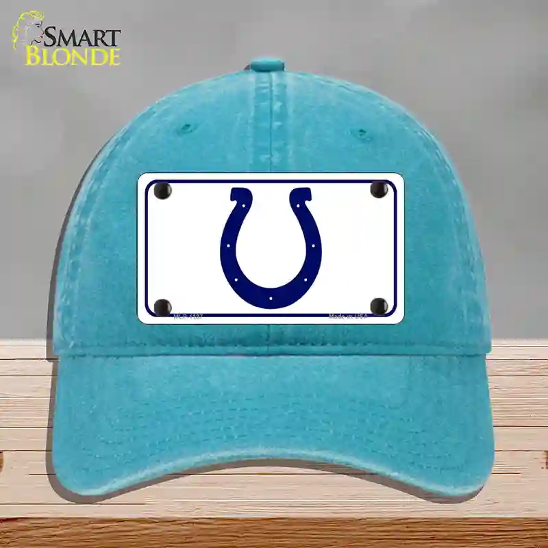 HAT10-MLP-1137 Horseshoe Novelty License Plate Hat, Unconstructed Cotton - Lake Blue