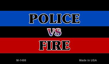 M-1498 3.5 x 2 in. Police vs Fire Novelty Magnet
