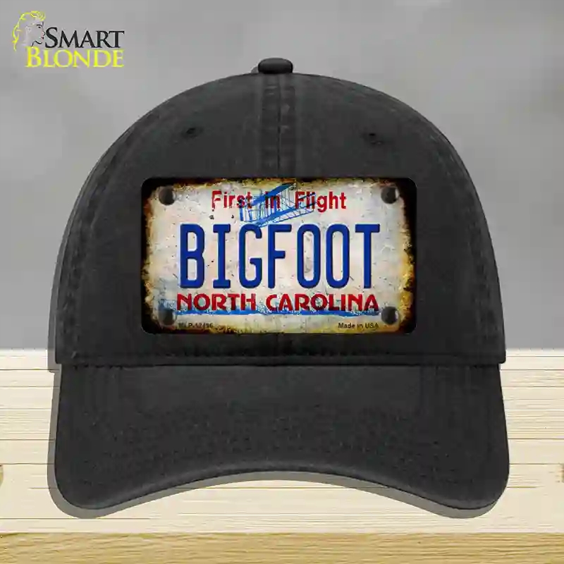 HAT07-MLP-12496 Bigfoot North Carolina Novelty License Plate Hat Tag, Unconstructed Cotton - Black