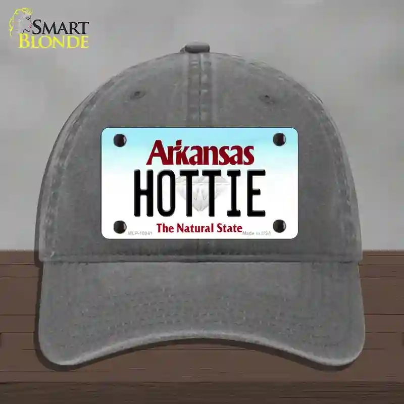 HAT08-MLP-10041 Hottie Arkansas Novelty License Plate Hat, Unconstructed Cotton - Charcoal