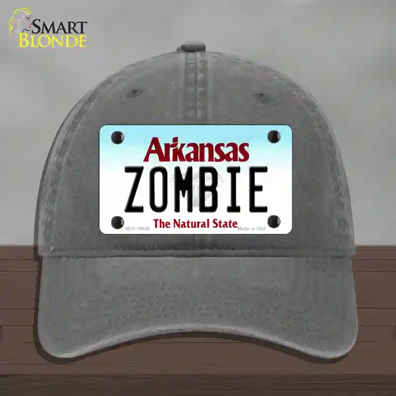 HAT08-MLP-10046 Zombie Arkansas Novelty License Plate Hat, Unconstructed Cotton - Charcoal