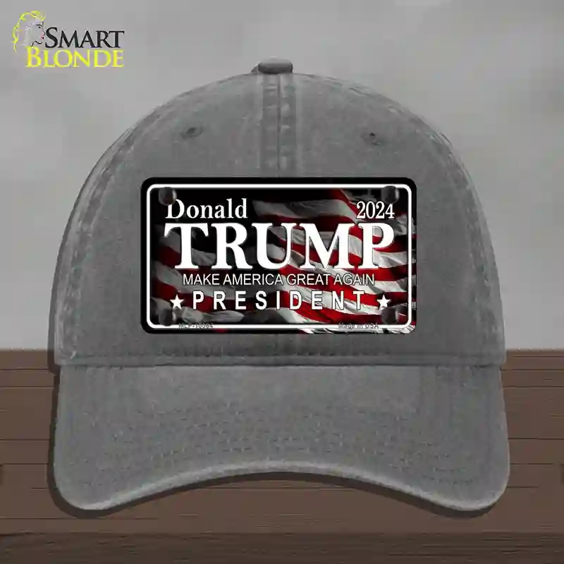 HAT08-MLP-10064 Trump 2024 Novelty License Plate Hat, Unconstructed Cotton - Charcoal