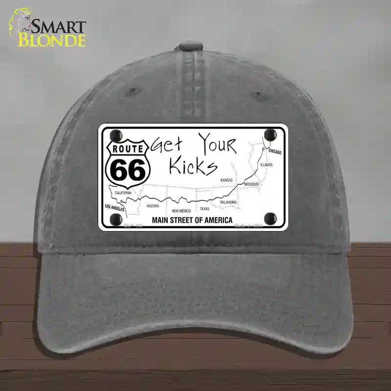 HAT08-MLP-102 US Route 66 Map Novelty License Plate Hat, Unconstructed Cotton - Charcoal