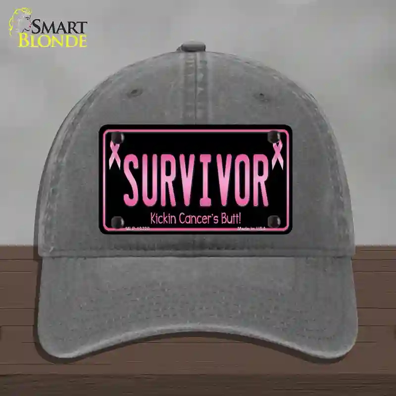 HAT08-MLP-10228 Survivor Novelty License Plate Hat, Unconstructed Cotton - Charcoal