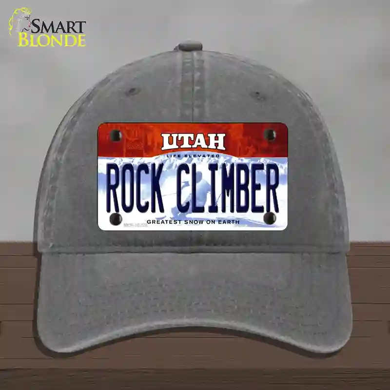 HAT08-MLP-10229 Rock Climber Utah Novelty License Plate Hat, Unconstructed Cotton - Charcoal