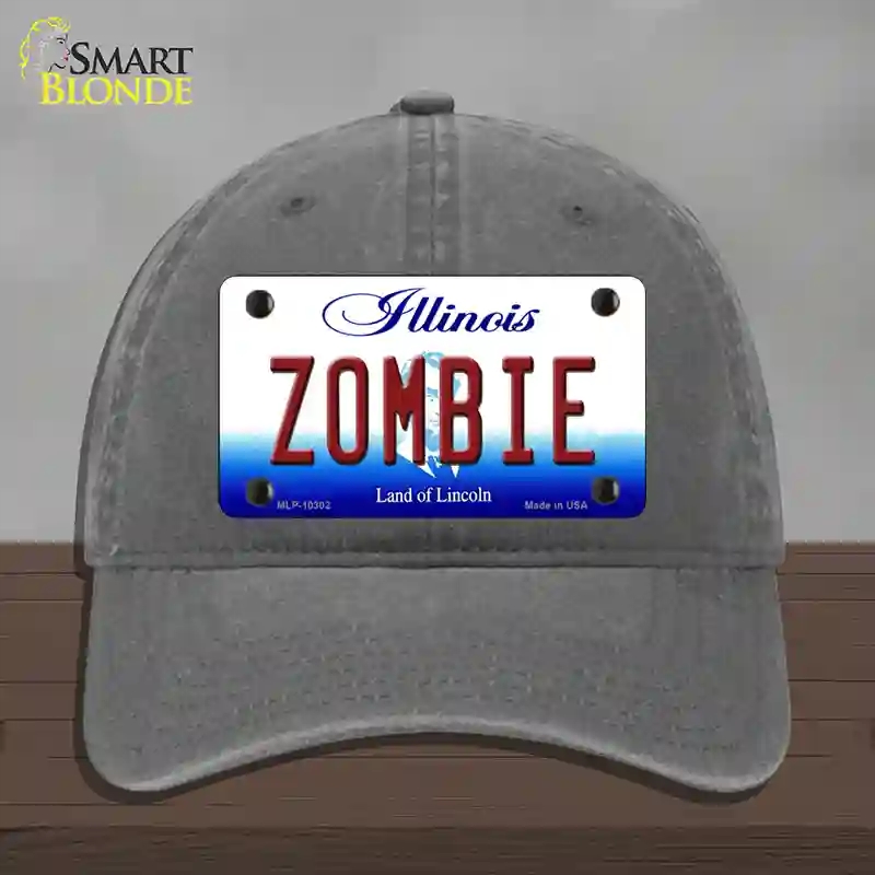 HAT08-MLP-10302 Zombie Illinois Novelty License Plate Hat, Unconstructed Cotton - Charcoal