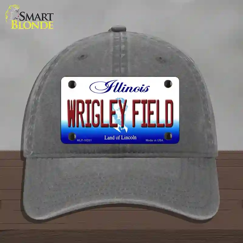 HAT08-MLP-10331 Wrigley Field Illinois Novelty License Plate Hat, Unconstructed Cotton - Charcoal