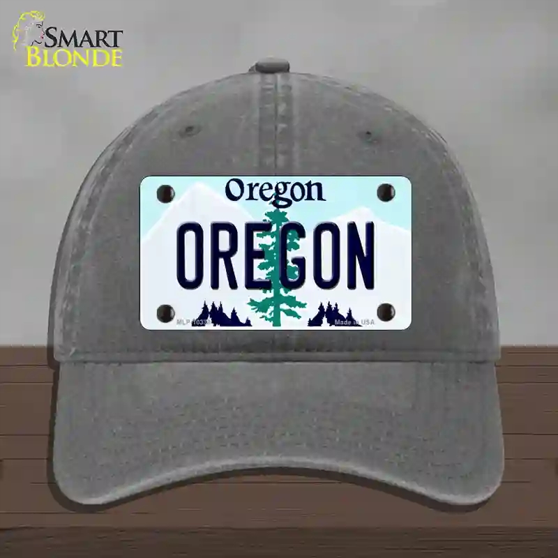 HAT08-MLP-10338 Oregon Tree Novelty License Plate Hat, Unconstructed Cotton - Charcoal