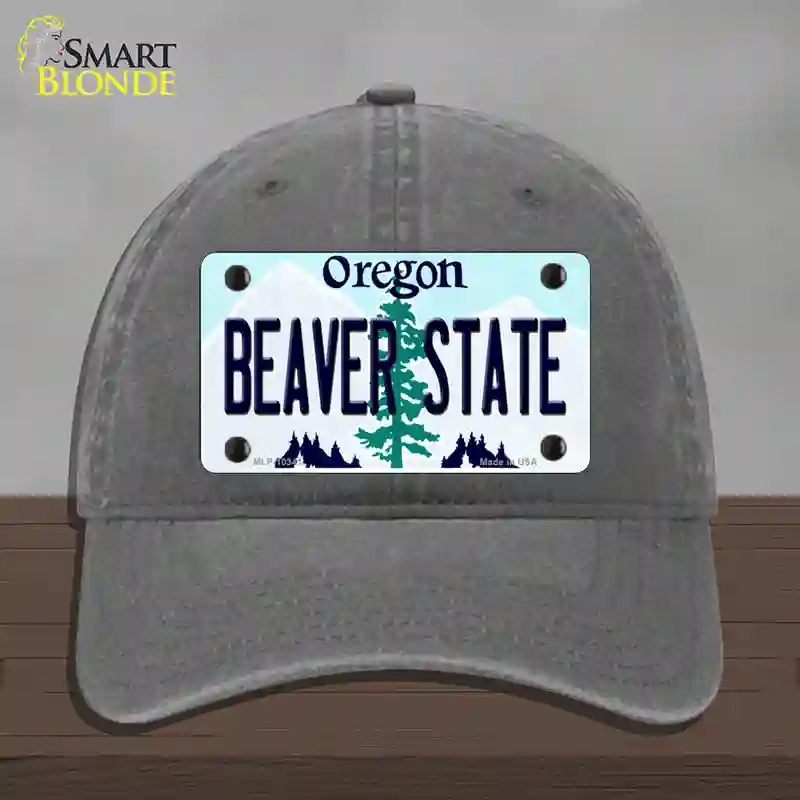 HAT08-MLP-10341 Beaver State Oregon Novelty License Plate Hat, Unconstructed Cotton - Charcoal