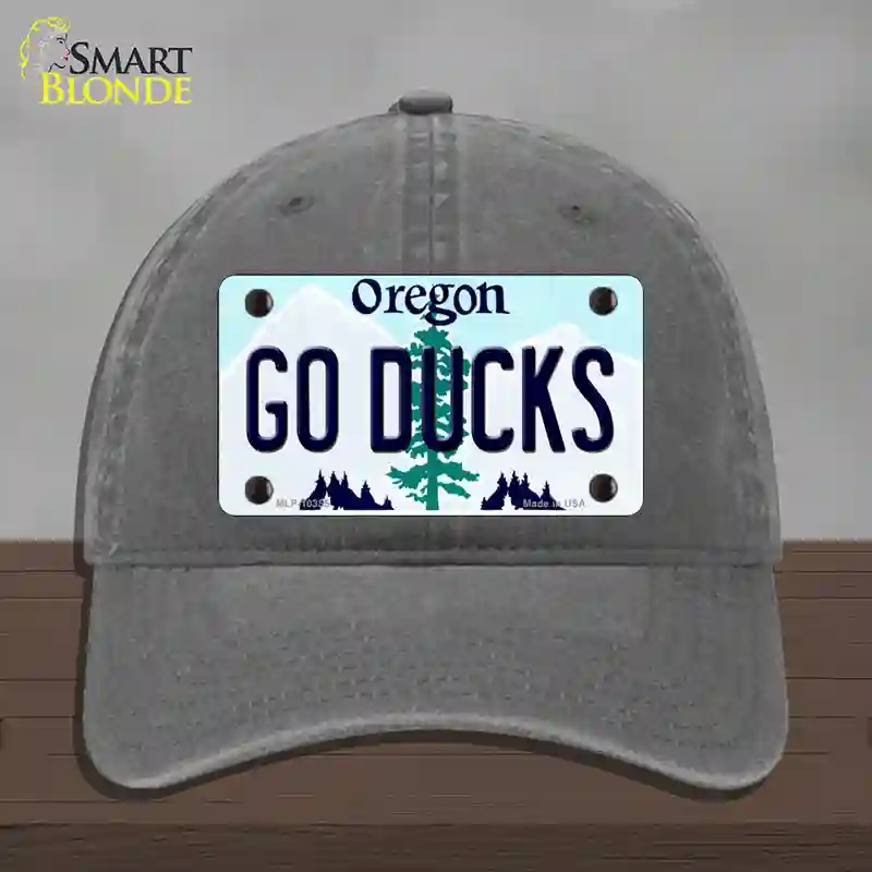 HAT08-MLP-10355 Go Ducks Oregon Novelty License Plate Hat, Unconstructed Cotton - Charcoal