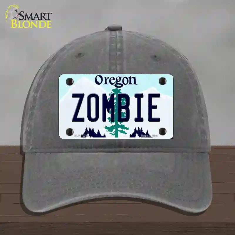 HAT08-MLP-10366 Zombie Oregon Novelty License Plate Hat, Unconstructed Cotton - Charcoal