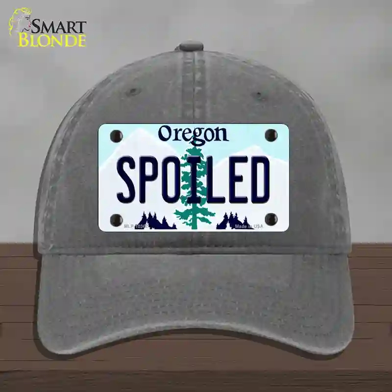 HAT08-MLP-10367 Spoiled Oregon Novelty License Plate Hat, Unconstructed Cotton - Charcoal