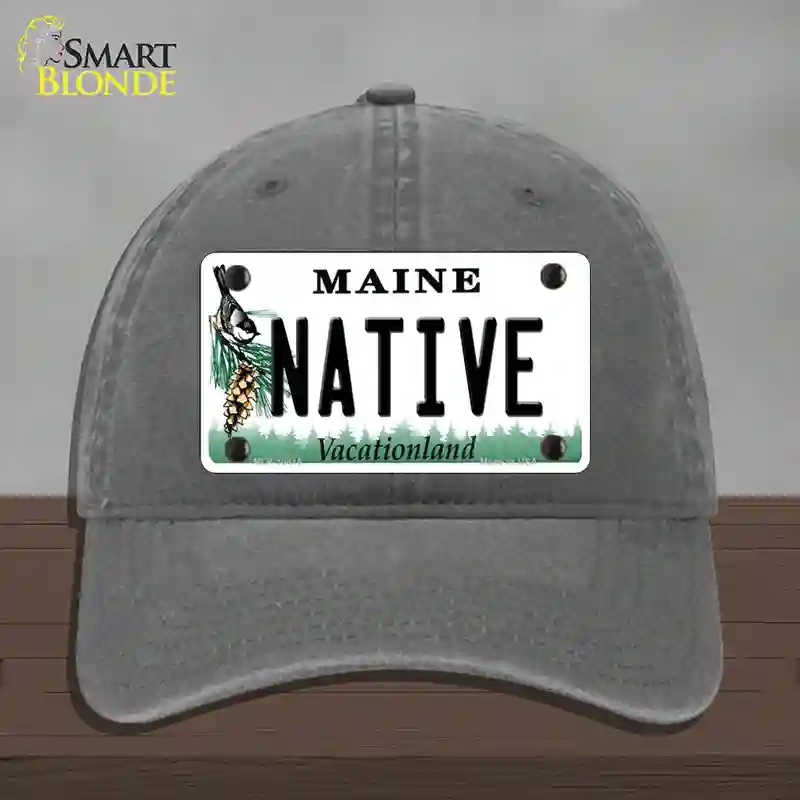 HAT08-MLP-10416 Native Maine Novelty License Plate Hat, Unconstructed Cotton - Charcoal