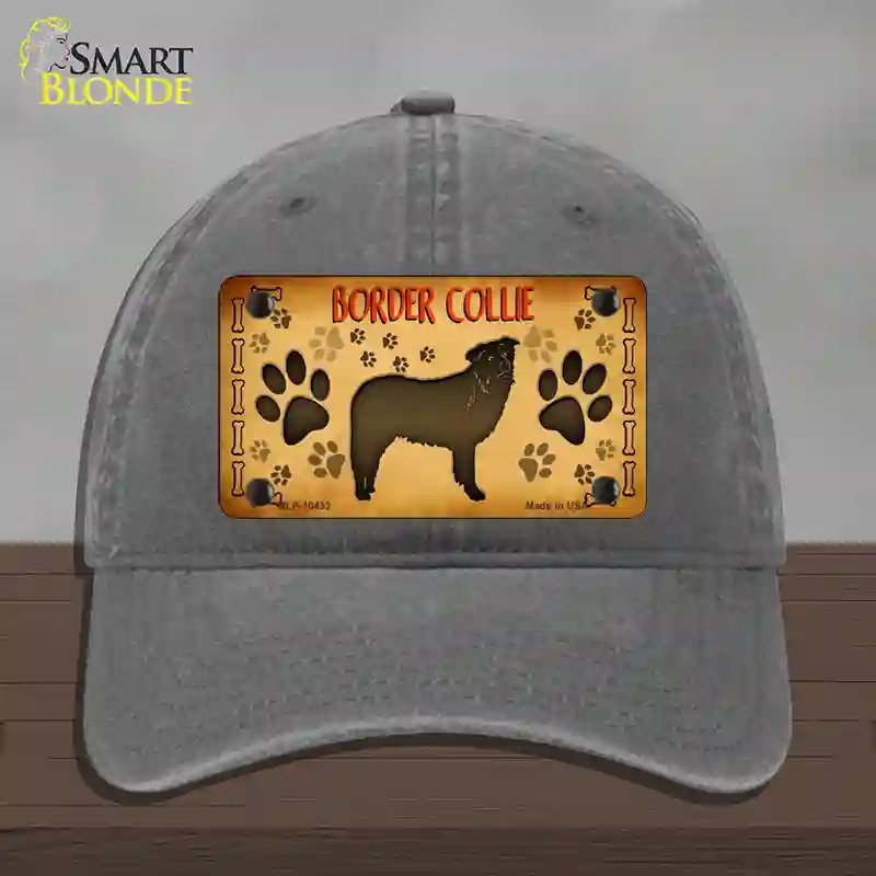 HAT08-MLP-10433 Border Collie Novelty License Plate Hat, Unconstructed Cotton - Charcoal