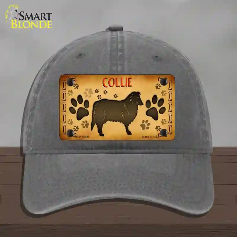 HAT08-MLP-10440 Collie Novelty License Plate Hat, Unconstructed Cotton - Charcoal