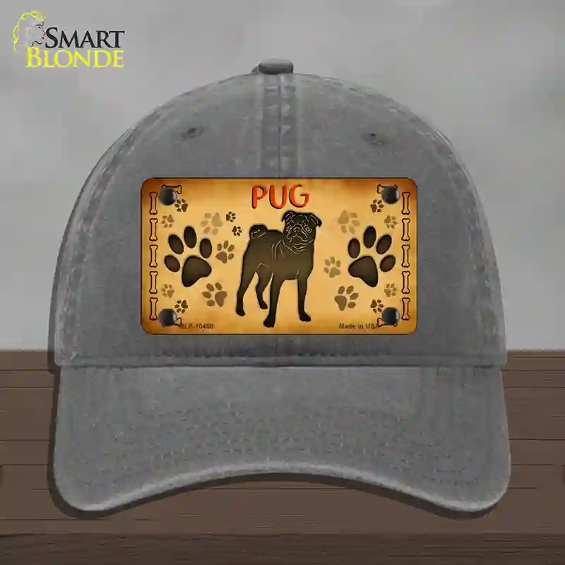 HAT08-MLP-10456 Pug Novelty License Plate Hat, Unconstructed Cotton - Charcoal