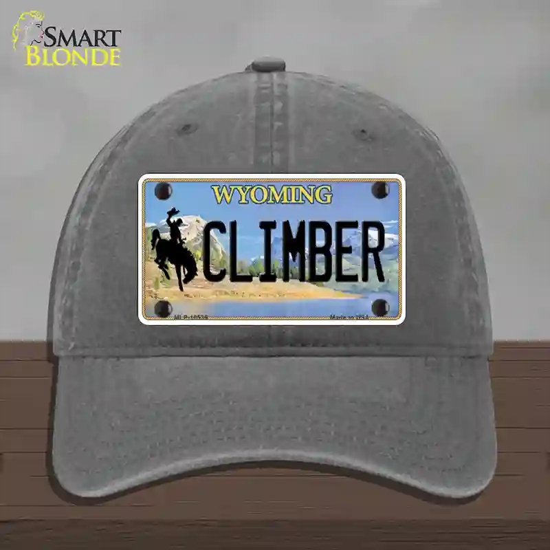 HAT08-MLP-10536 Climber Wyoming Novelty License Plate Hat, Unconstructed Cotton - Charcoal