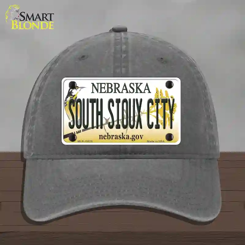 HAT08-MLP-10575 South Sioux City Nebraska Novelty License Plate Hat, Unconstructed Cotton - Charcoal