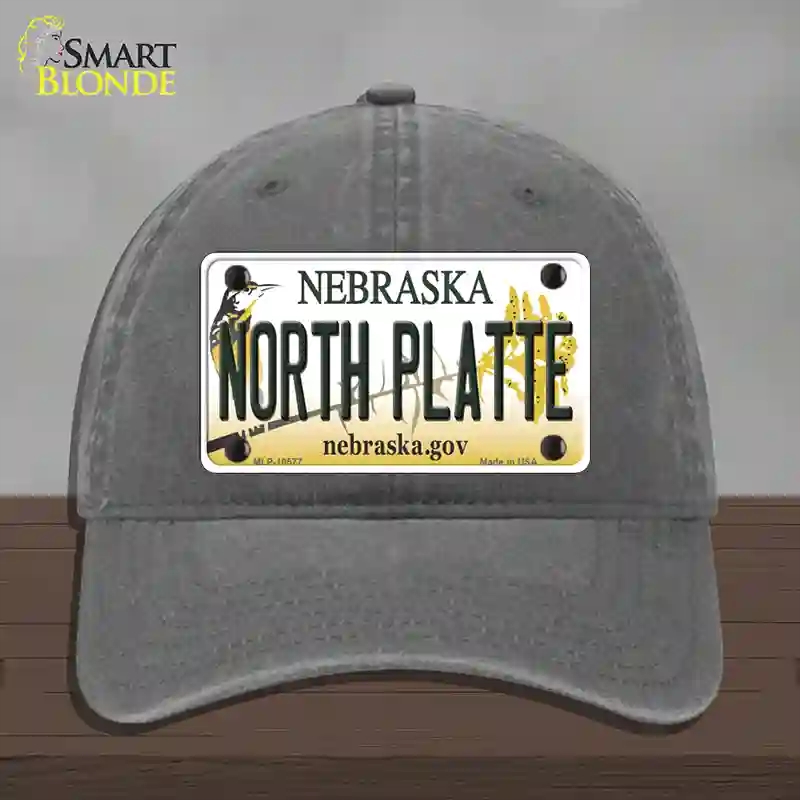 HAT08-MLP-10577 North Platte Nebraska Novelty License Plate Hat, Unconstructed Cotton - Charcoal