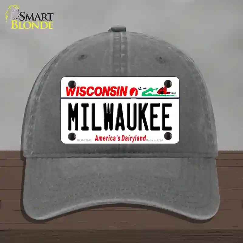 HAT08-MLP-10611 Milwaukee Wisconsin Novelty License Plate Hat, Unconstructed Cotton - Charcoal