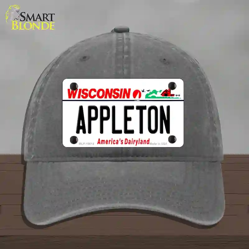 HAT08-MLP-10614 Appleton Wisconsin Novelty License Plate Hat, Unconstructed Cotton - Charcoal