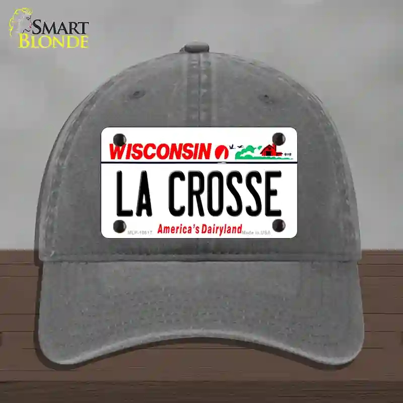 HAT08-MLP-10617 La Crosse Wisconsin Novelty License Plate Hat, Unconstructed Cotton - Charcoal