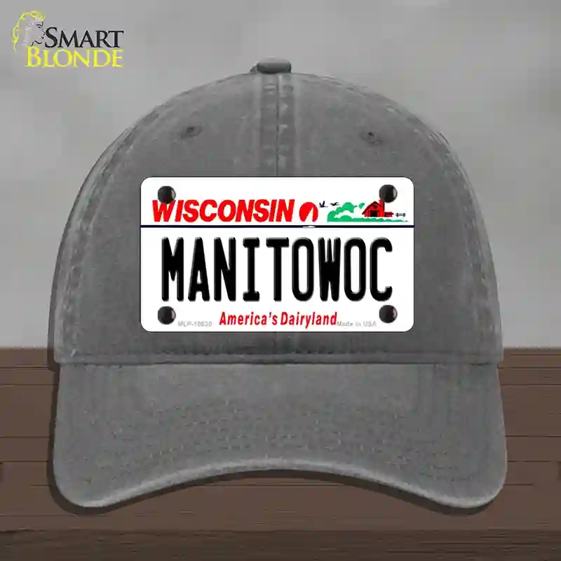 HAT08-MLP-10620 Manitowoc Wisconsin Novelty License Plate Hat, Unconstructed Cotton - Charcoal