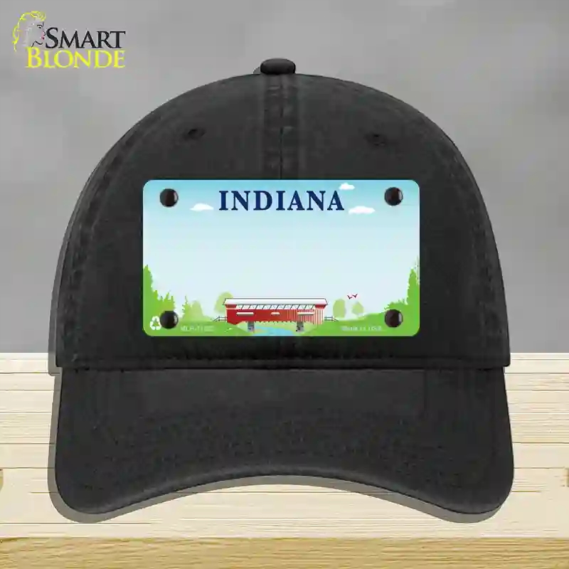 HAT07-MLP-11522 Indiana Recycle State Blank Novelty License Plate Hat, Unconstructed Cotton - Black