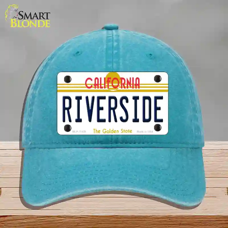 HAT10-MLP-11428 Riverside California Novelty License Plate Hat, Unconstructed Cotton - Lake Blue