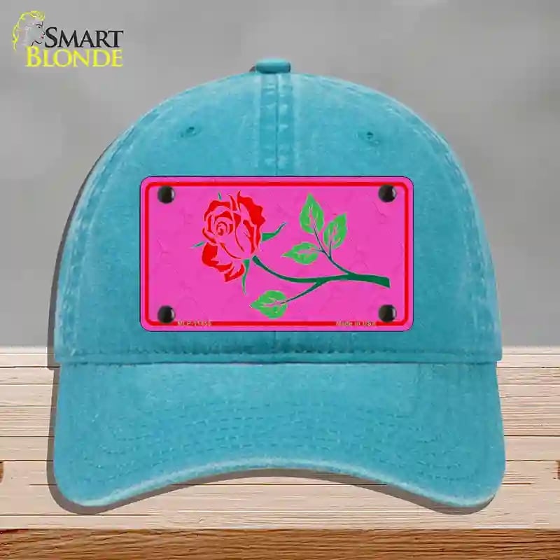 HAT10-MLP-11455 Illustrated Rose on Pink Chaise Lounge Novelty License Plate Hat, Unconstructed Cotton - Lake Blue