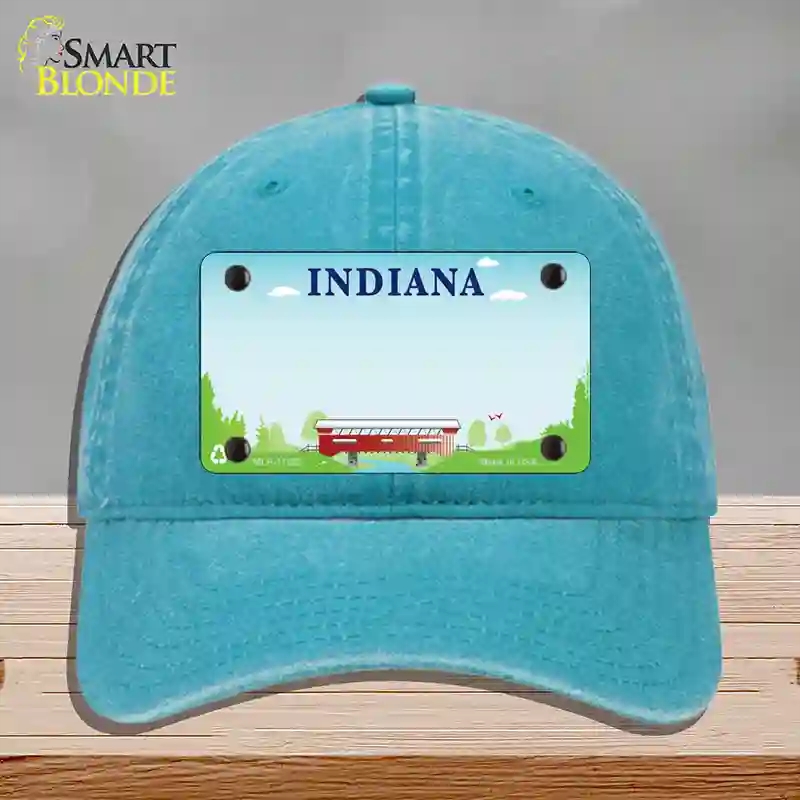 HAT10-MLP-11522 Indiana Recycle State Blank Novelty License Plate Hat, Unconstructed Cotton - Lake Blue