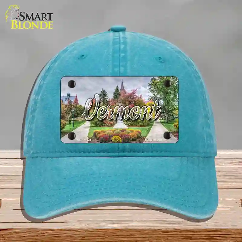 HAT10-MLP-11635 Vermont State Building State Novelty License Plate Hat, Unconstructed Cotton - Lake Blue