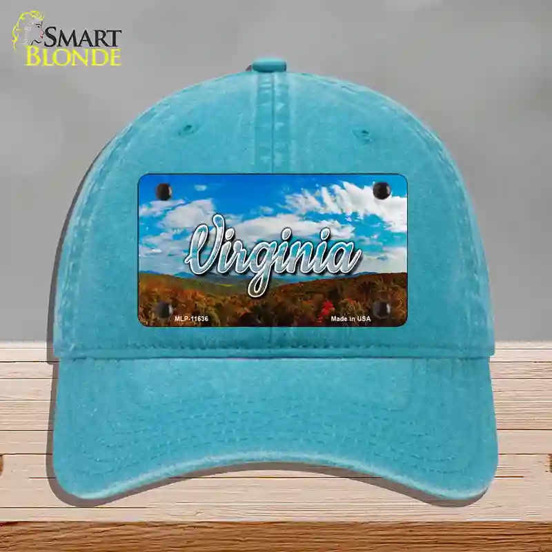 HAT10-MLP-11636 Virginia Mountain Range State Novelty License Plate Hat, Unconstructed Cotton - Lake Blue