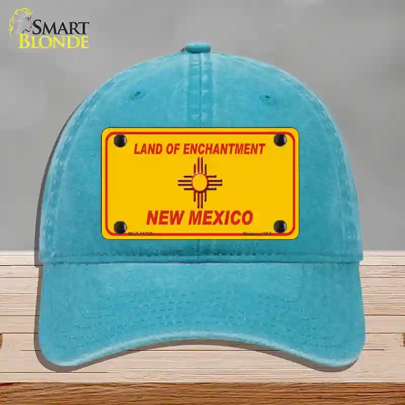HAT10-MLP-11736   Mexico Blank Yellow State Novelty License Plate Hat, Unconstructed Cotton - Lake Blue