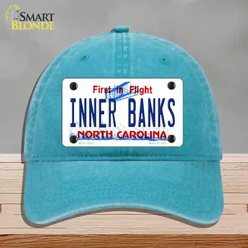 HAT10-MLP-11820 Inner Banks North Carolina Novelty License Plate Hat, Unconstructed Cotton - Lake Blue